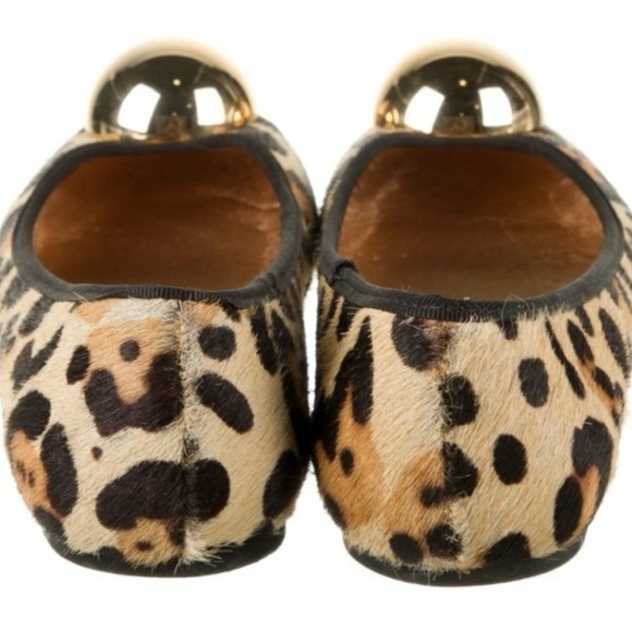 Kate Spade Leather and Calf Fur Animal Print Ballet Flats, 5M - Picture 3 of 9
